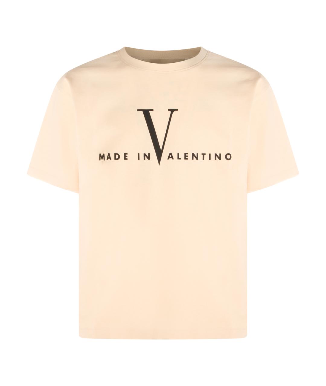 VALENTINO Бежевая хлопковая футболка, фото 1