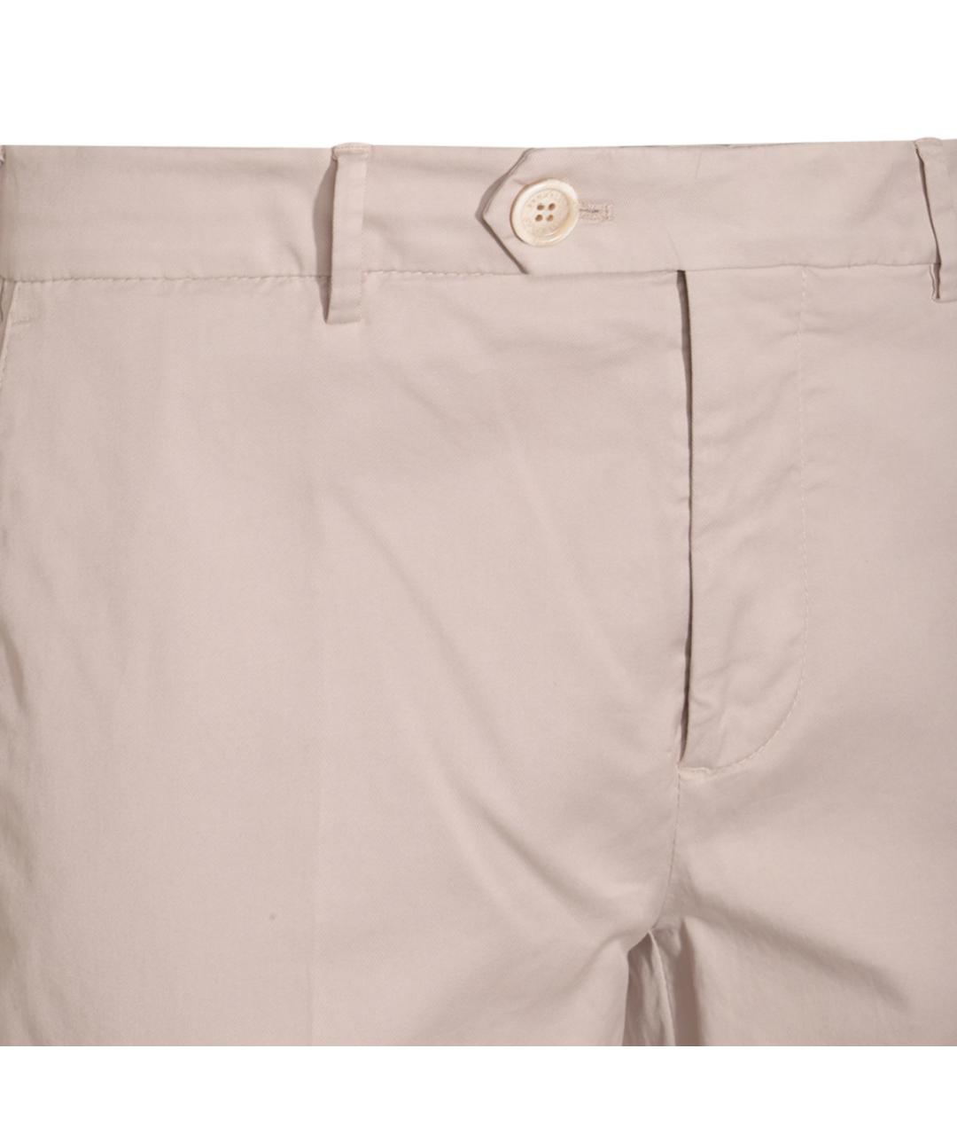 BRUNELLO CUCINELLI Бежевые хлопко-эластановые повседневные брюки, фото 3