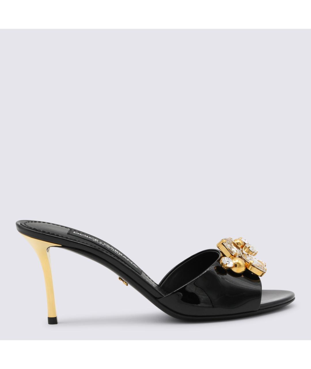 DOLCE&GABBANA Черные мюли из лакированной кожи, фото 2