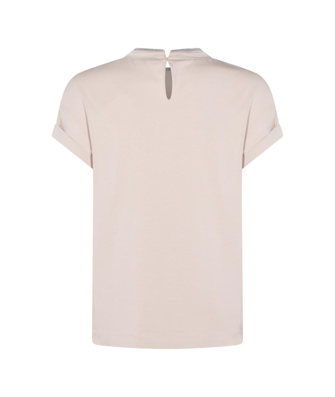BRUNELLO CUCINELLI Бежевая хлопко-эластановая футболка, фото 2