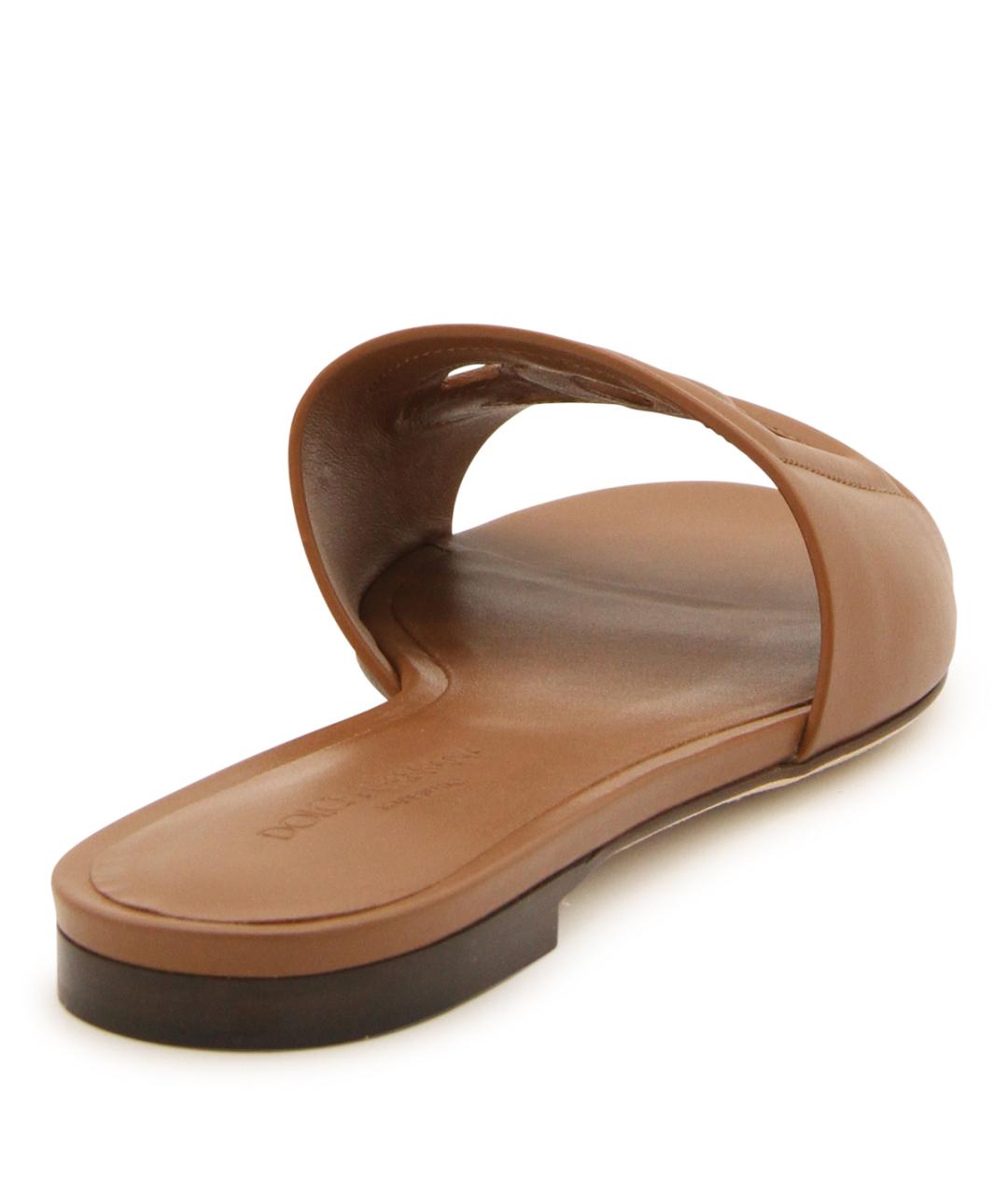 DOLCE&GABBANA Коричневые кожаные шлепанцы, фото 3