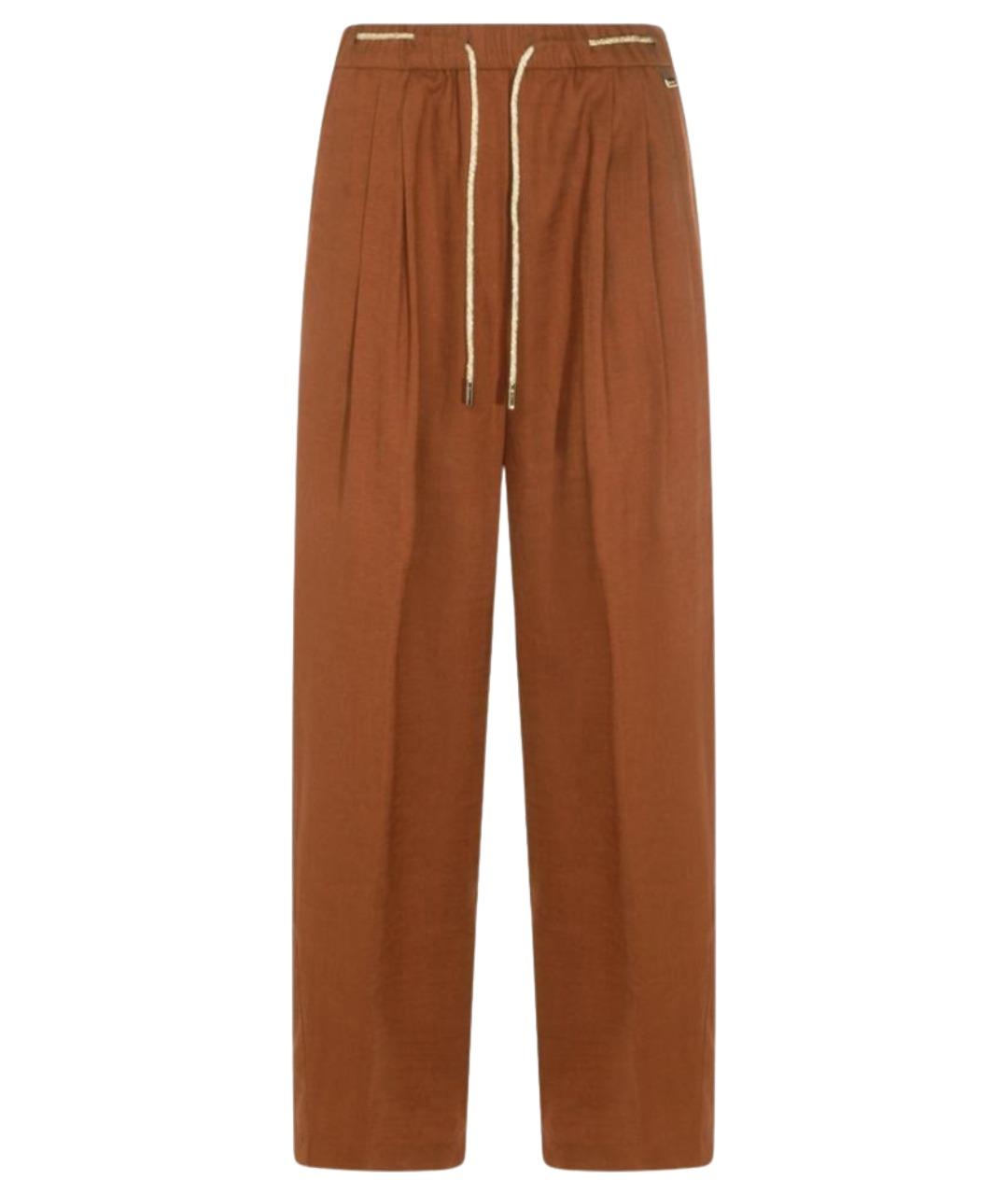 HERNO Коричневые вискозные прямые брюки, фото 1