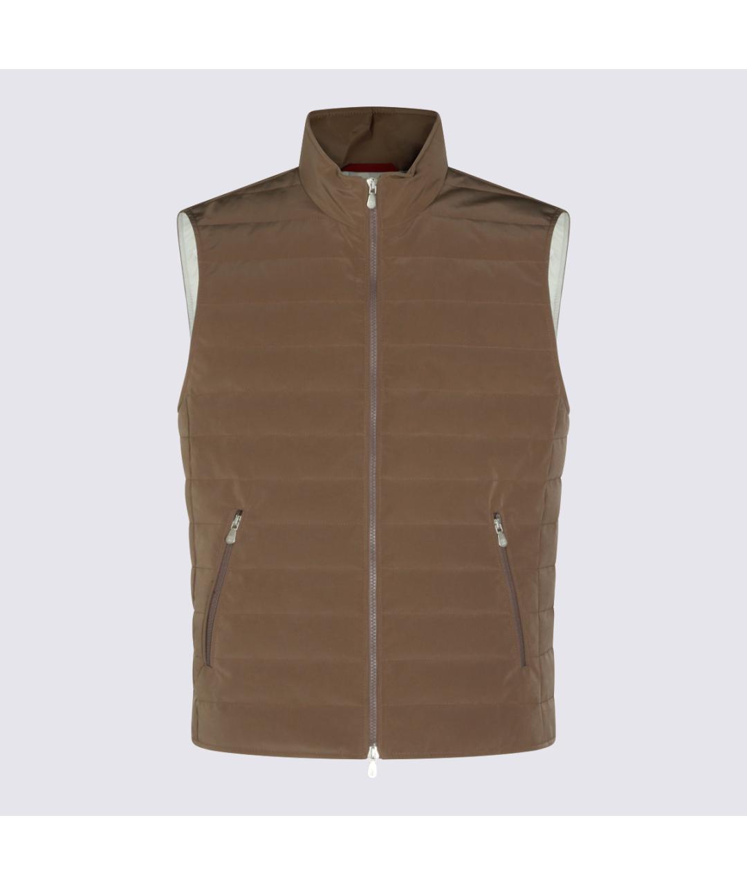 BRUNELLO CUCINELLI Коричневый синтетический жилет, фото 2