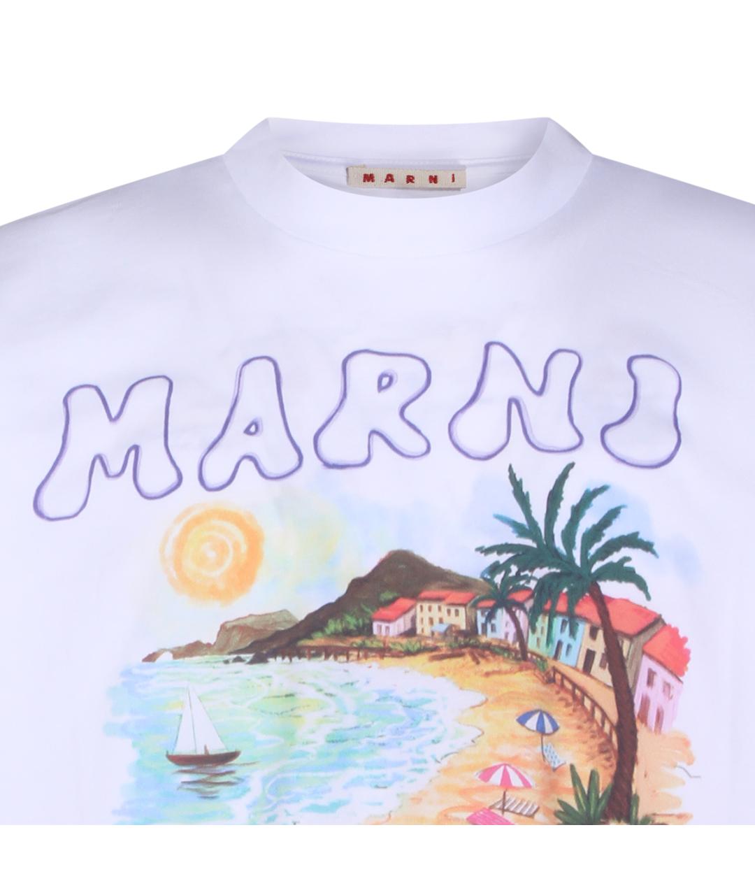 MARNI Белая хлопковая футболка, фото 3