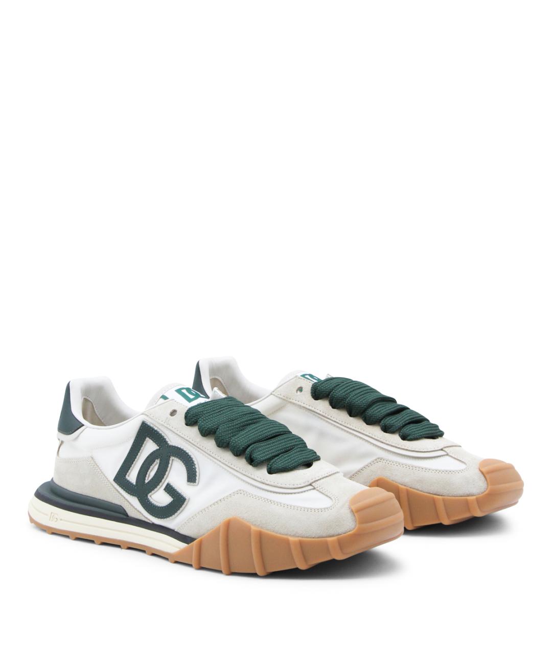 DOLCE&GABBANA Бежевые кожаные низкие кроссовки / кеды, фото 2