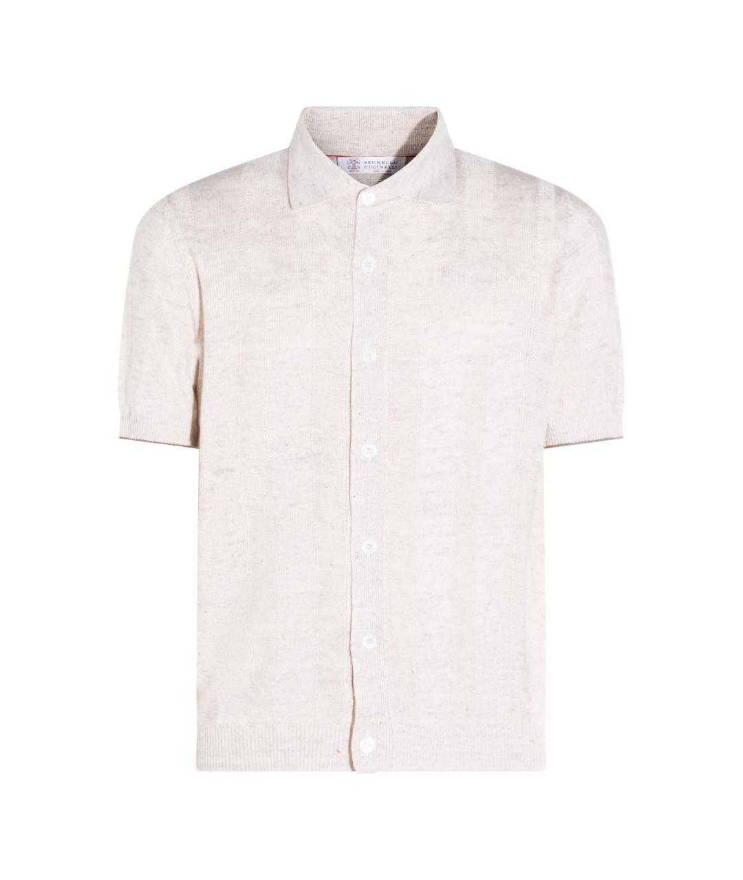 BRUNELLO CUCINELLI Бежевая льняная кэжуал рубашка, фото 1