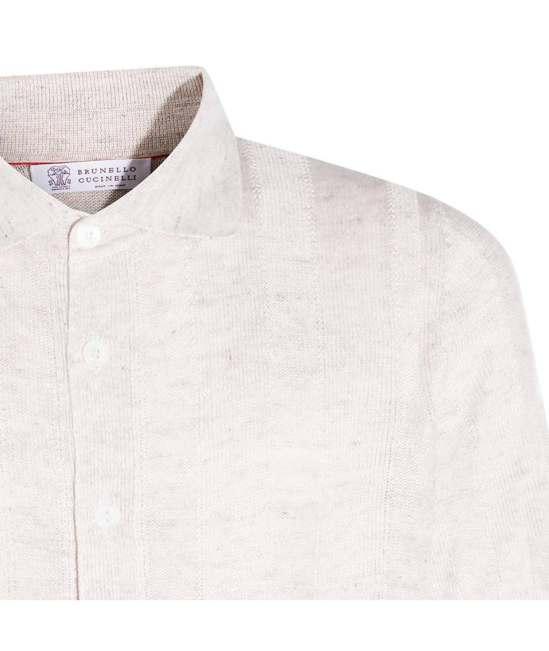 BRUNELLO CUCINELLI Бежевая льняная кэжуал рубашка, фото 3