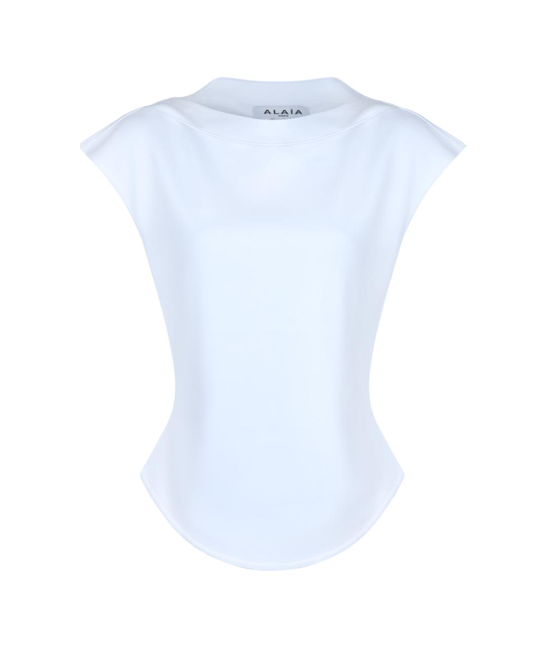 ALAIA Белая хлопко-эластановая футболка, фото 1