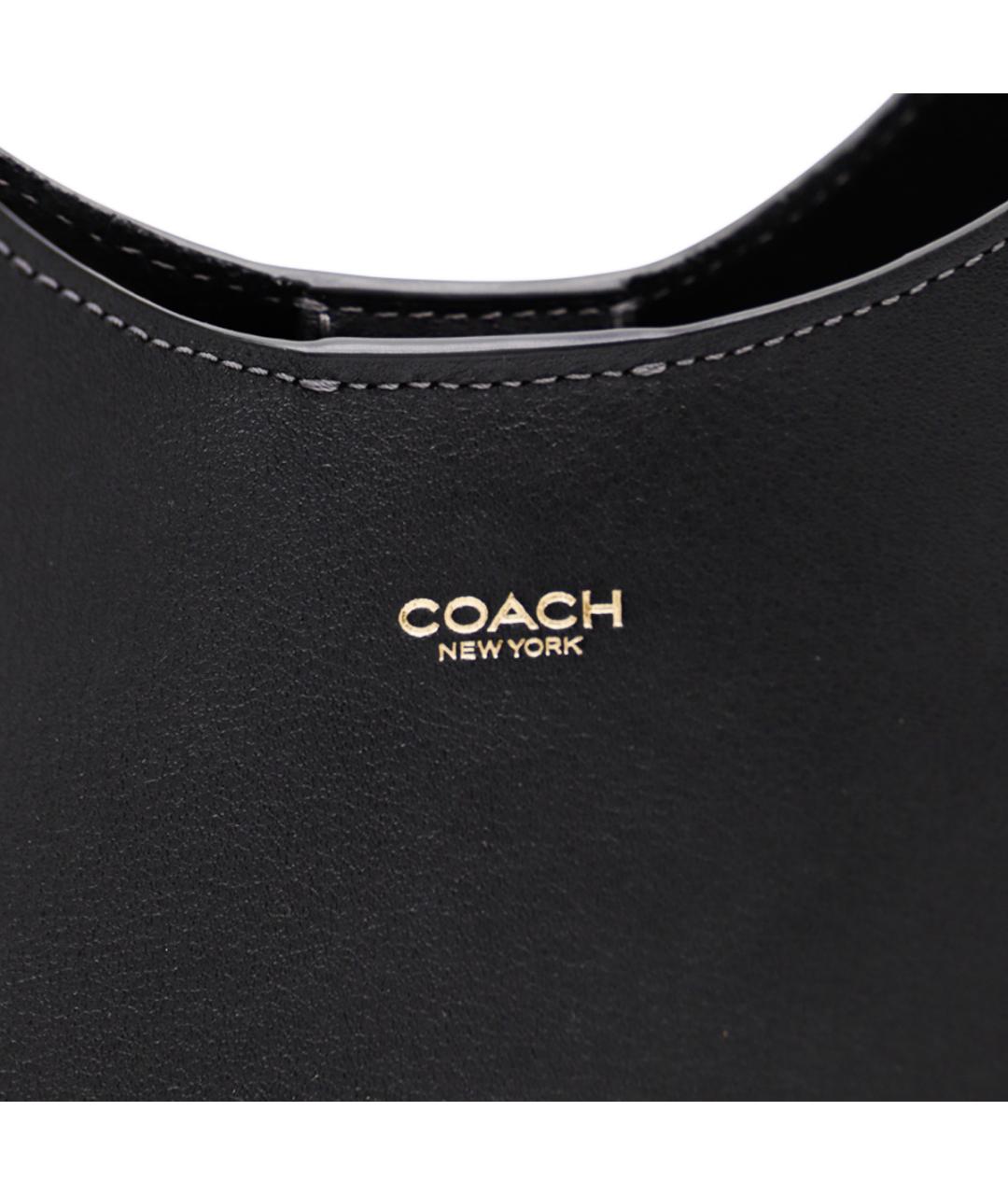 COACH Черная кожаная сумка через плечо, фото 4