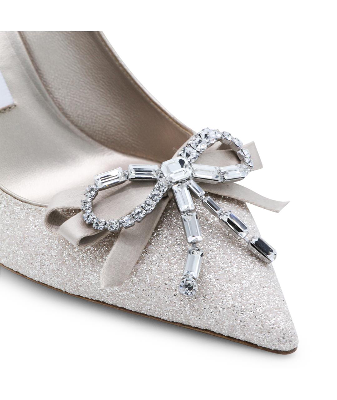 JIMMY CHOO Серебряные кожаные туфли, фото 4