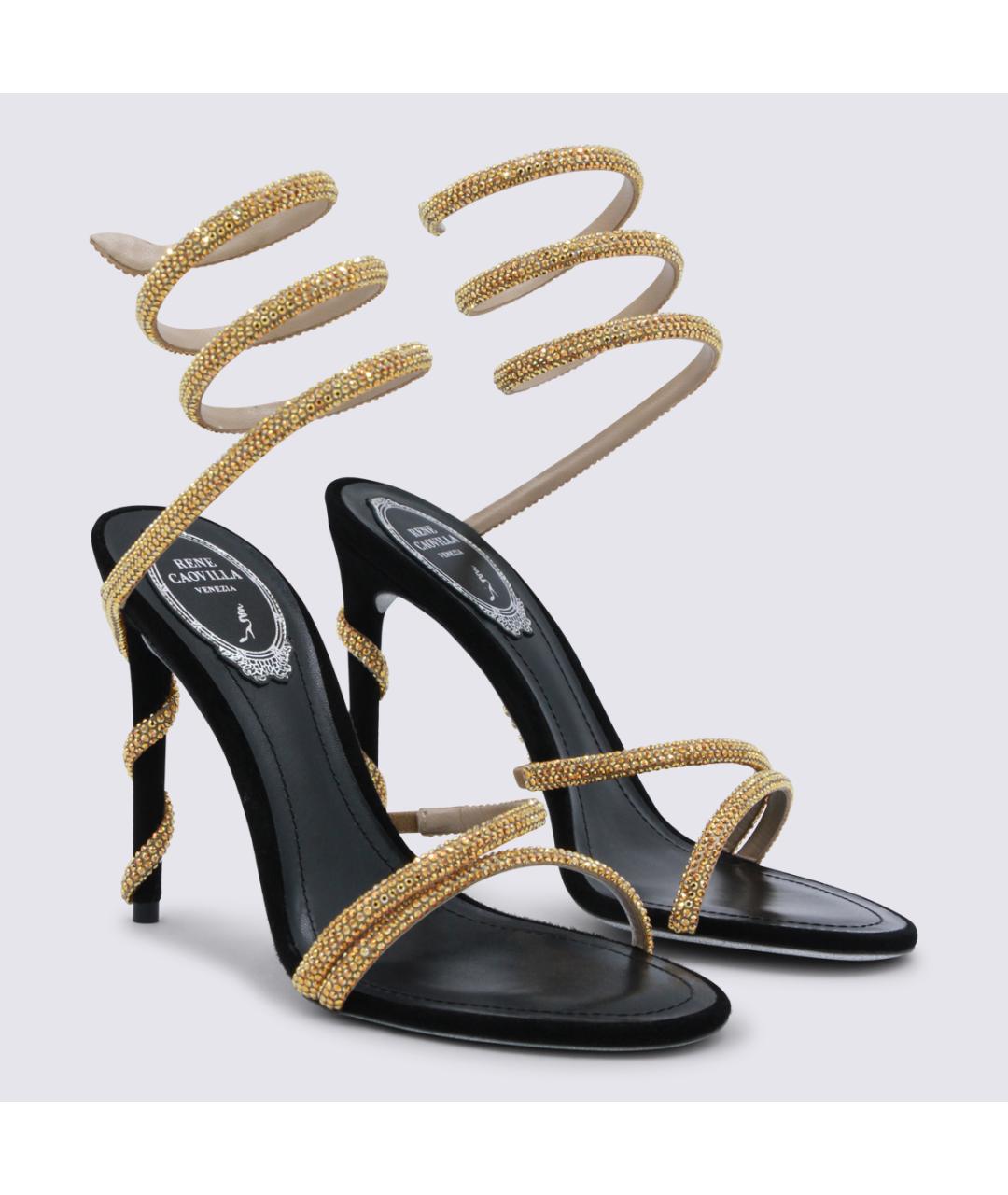 RENE CAOVILLA Черные кожаные босоножки, фото 3