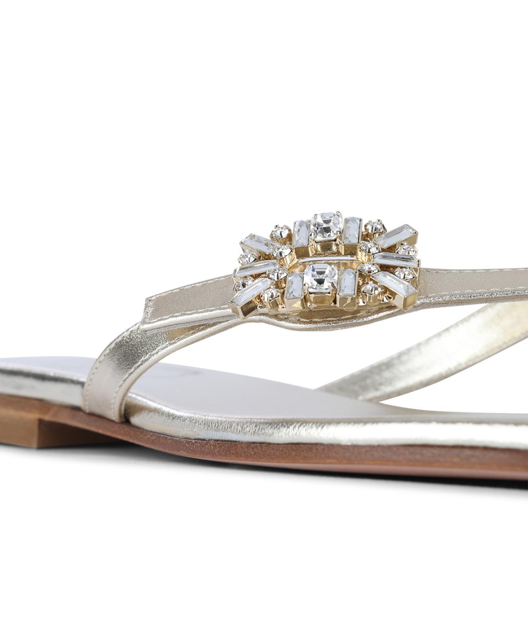 ROGER VIVIER Золотые кожаные шлепанцы, фото 4