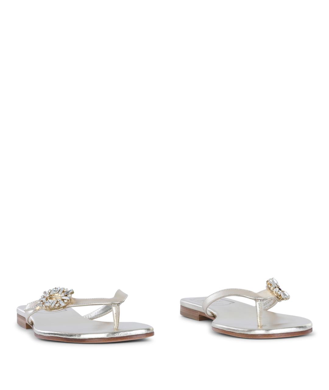 ROGER VIVIER Золотые кожаные шлепанцы, фото 2