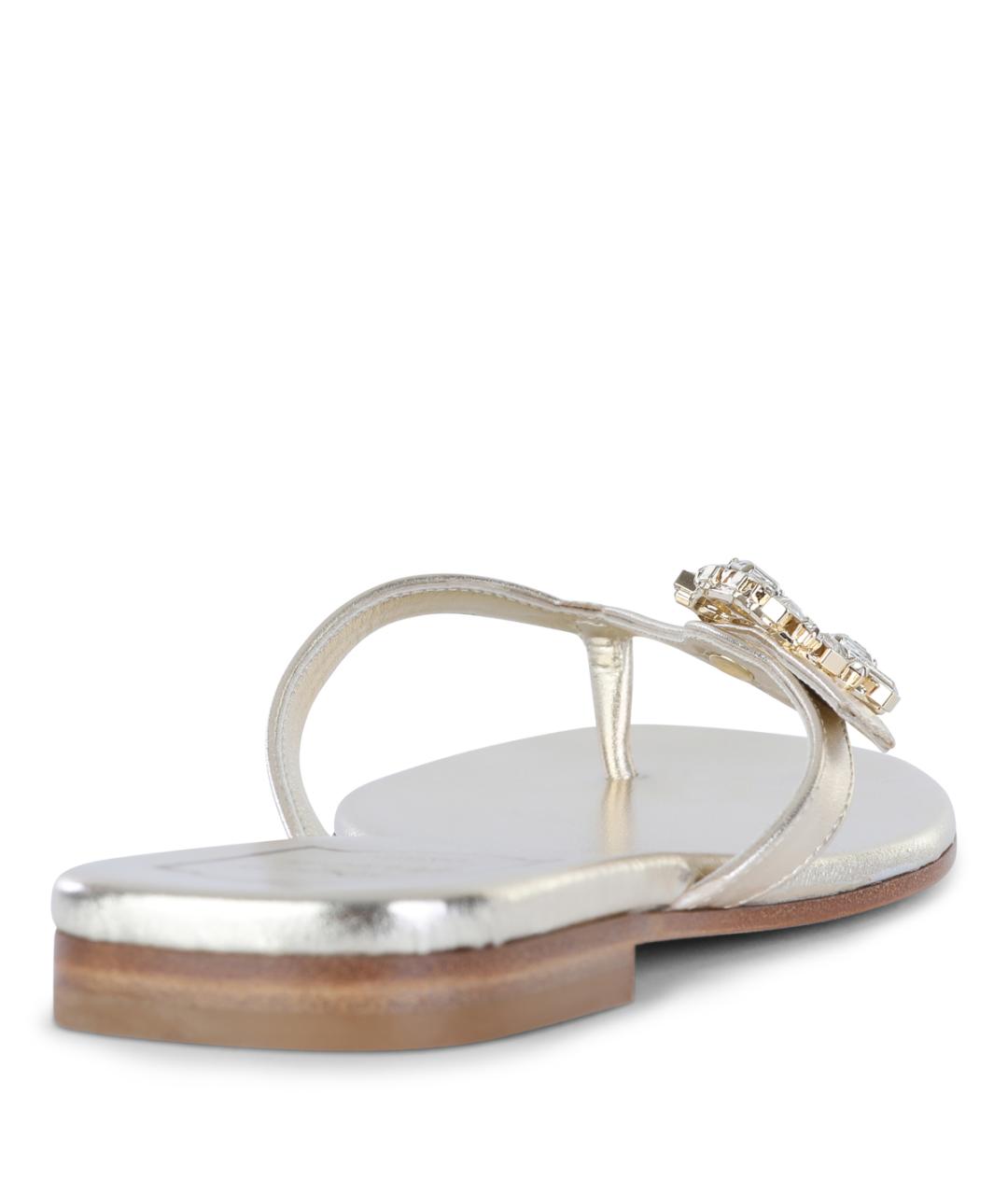 ROGER VIVIER Золотые кожаные шлепанцы, фото 3