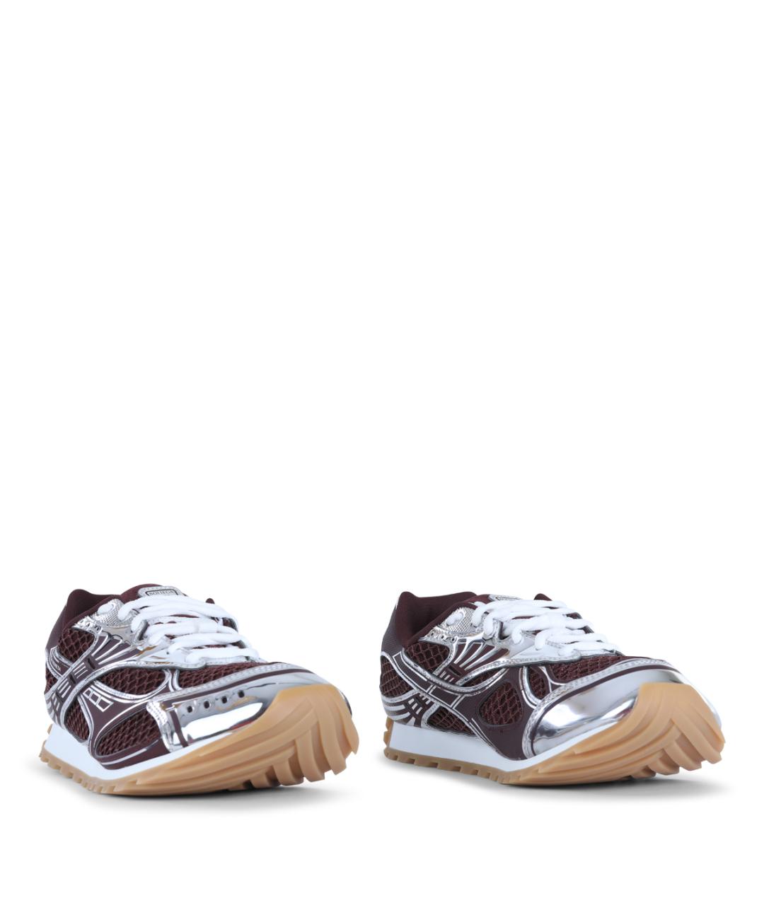 BOTTEGA VENETA Бордовые текстильные низкие кроссовки / кеды, фото 2