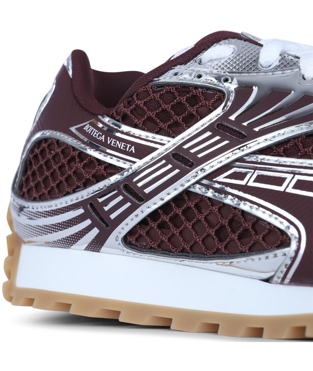 BOTTEGA VENETA Бордовые текстильные низкие кроссовки / кеды, фото 4