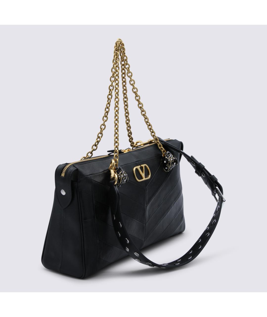 VALENTINO Черная кожаная сумка через плечо, фото 3