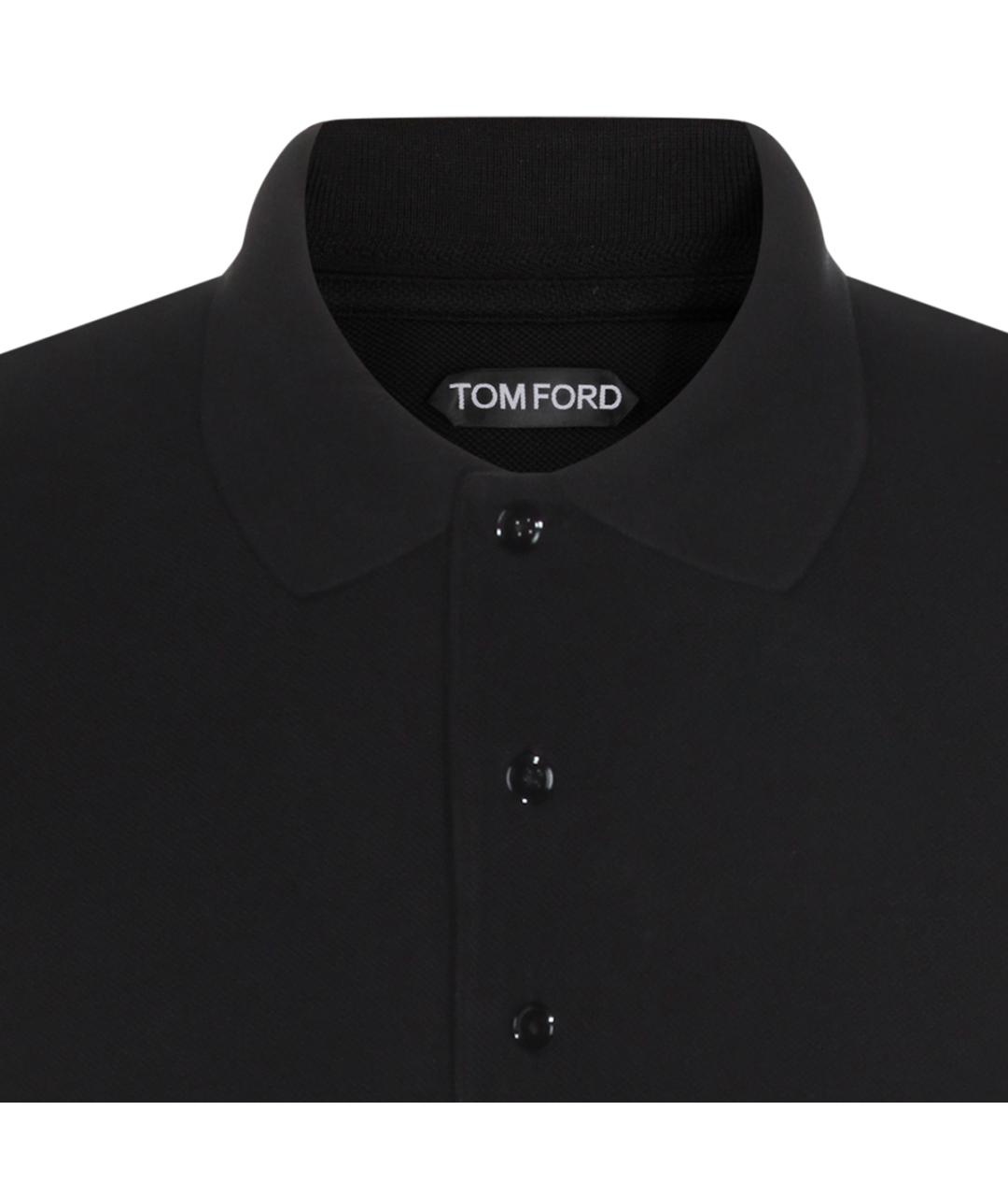 TOM FORD Черное хлопковое поло с коротким рукавом, фото 3