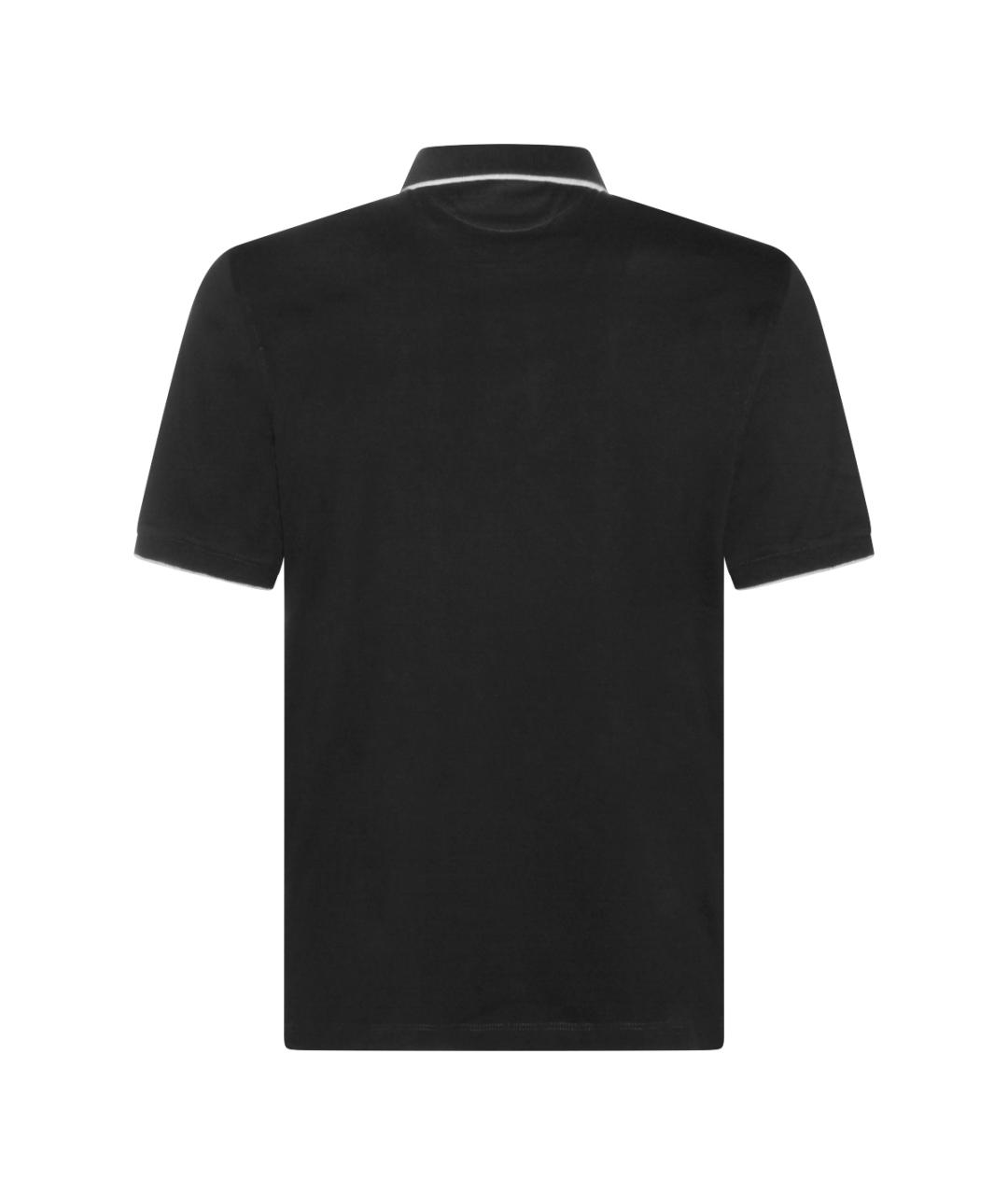 BRUNELLO CUCINELLI Черное хлопковое поло с коротким рукавом, фото 2