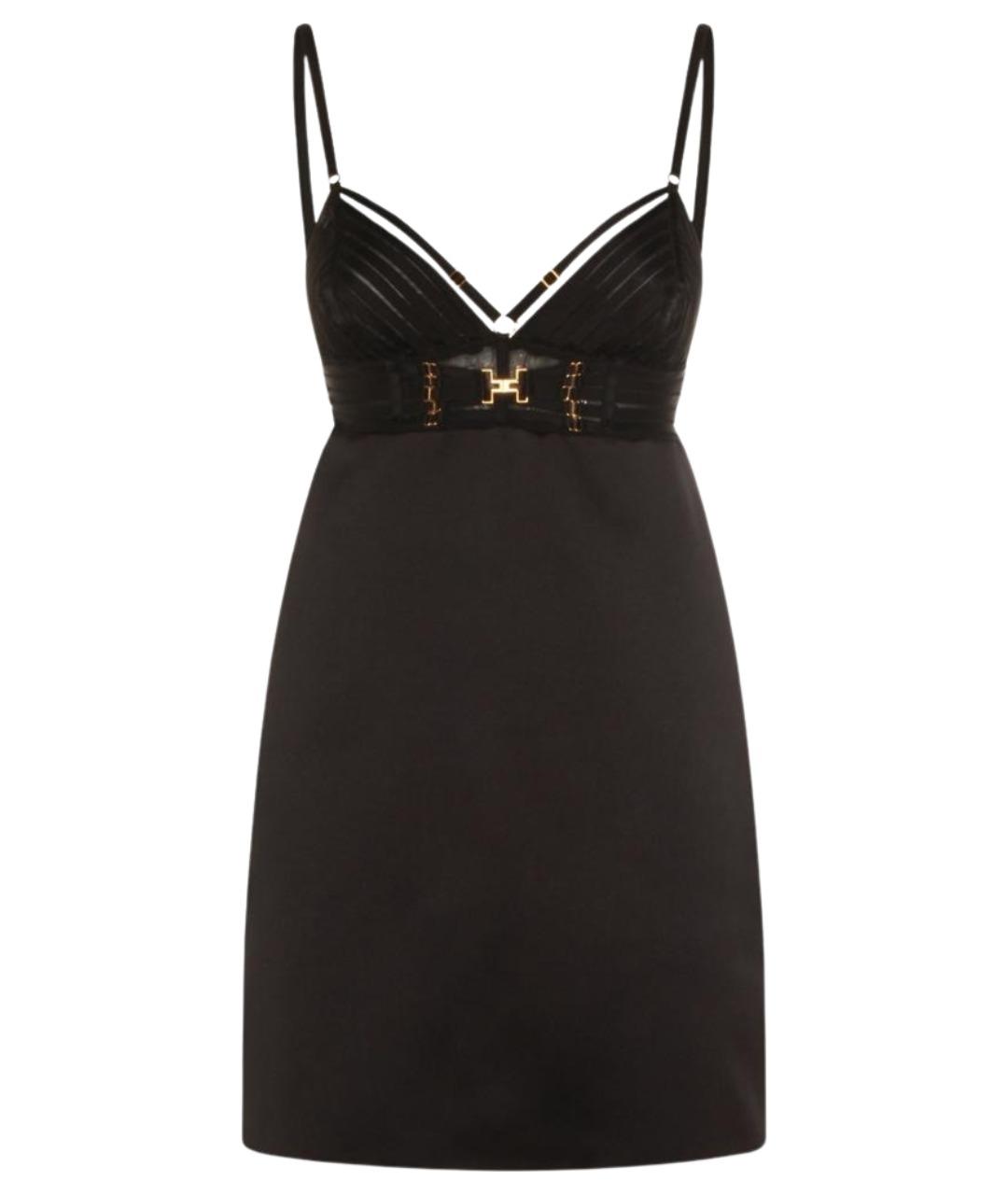ELISABETTA FRANCHI Черное шелковое коктейльное платье, фото 1