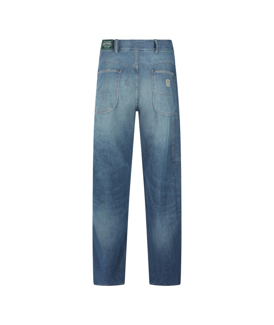 POLO RALPH LAUREN Синие хлопковые прямые джинсы, фото 4