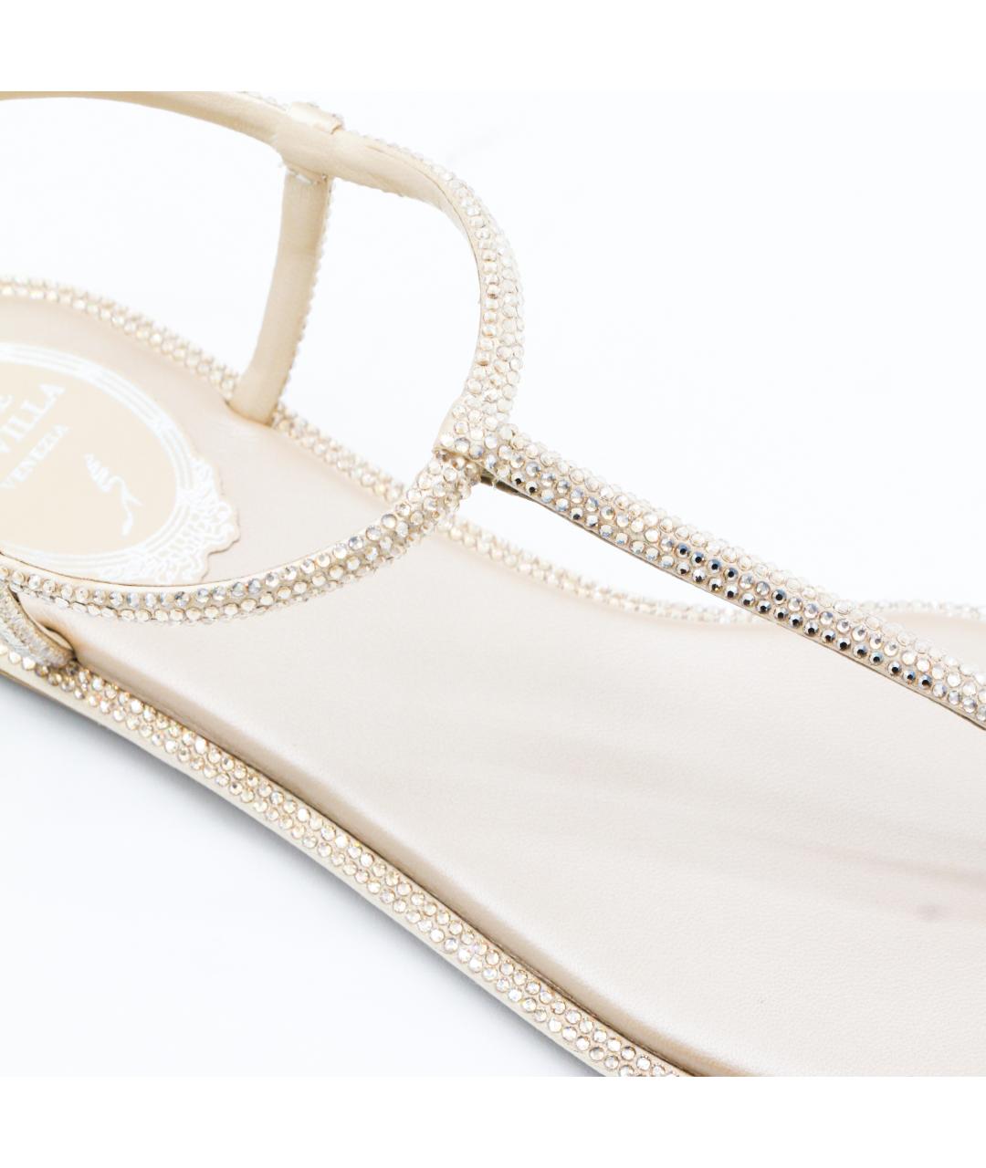 RENE CAOVILLA Белые кожаные сандалии, фото 5