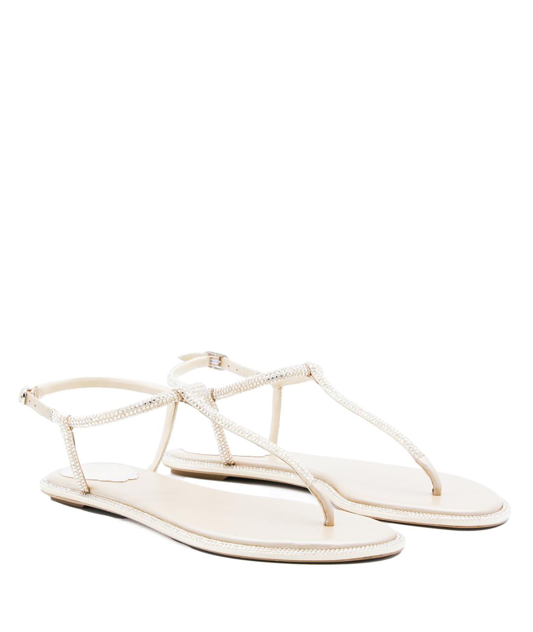 RENE CAOVILLA Белые кожаные сандалии, фото 2