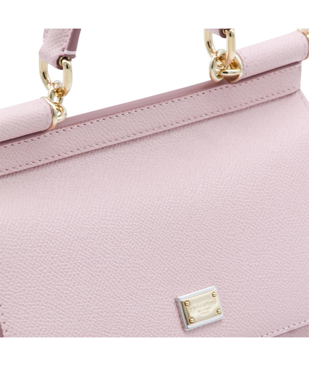 DOLCE&GABBANA Розовая кожаная сумка тоут, фото 4