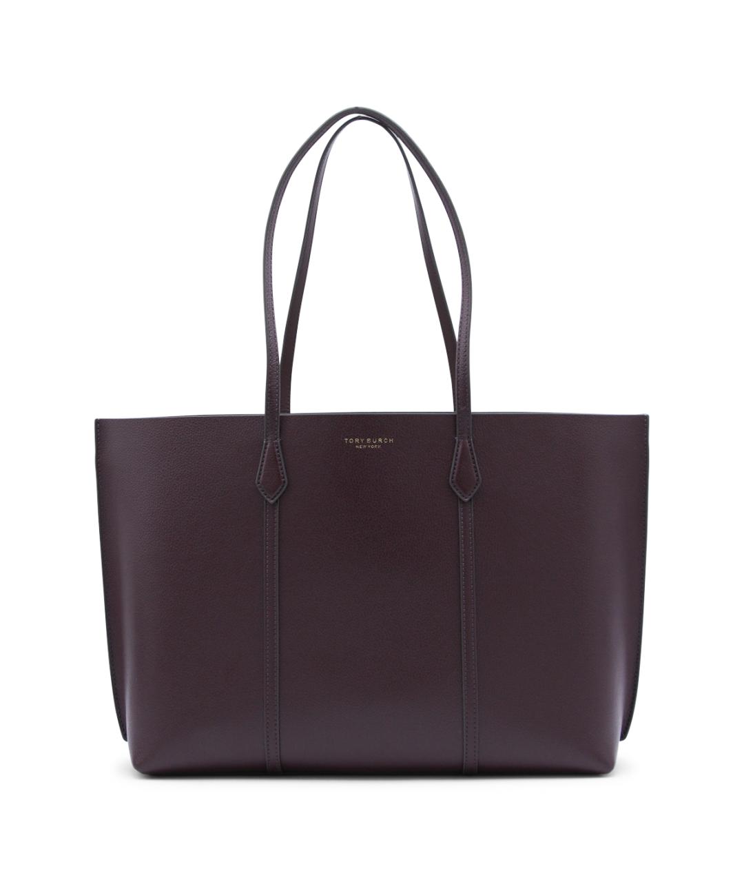 TORY BURCH Бордовая кожаная сумка тоут, фото 1