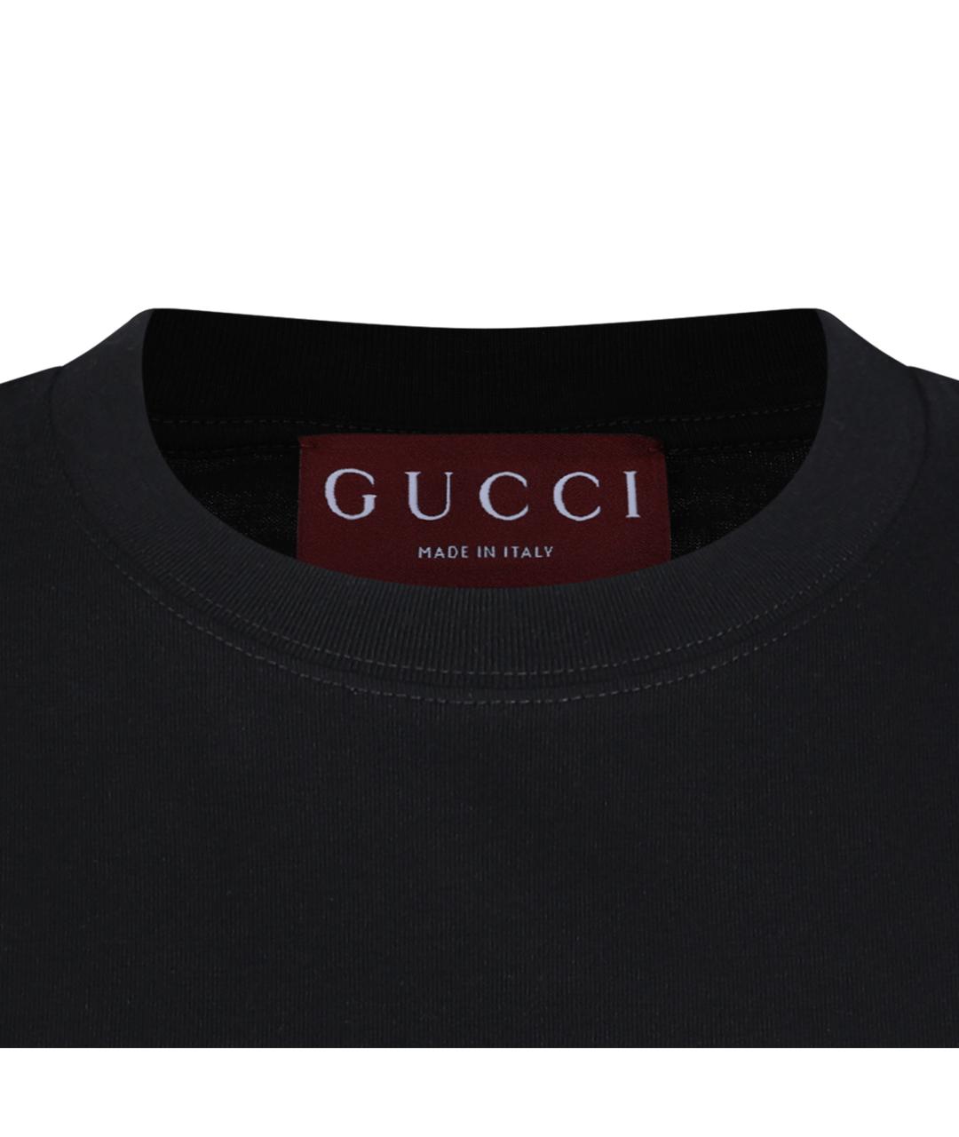 GUCCI Черная хлопковая футболка, фото 3