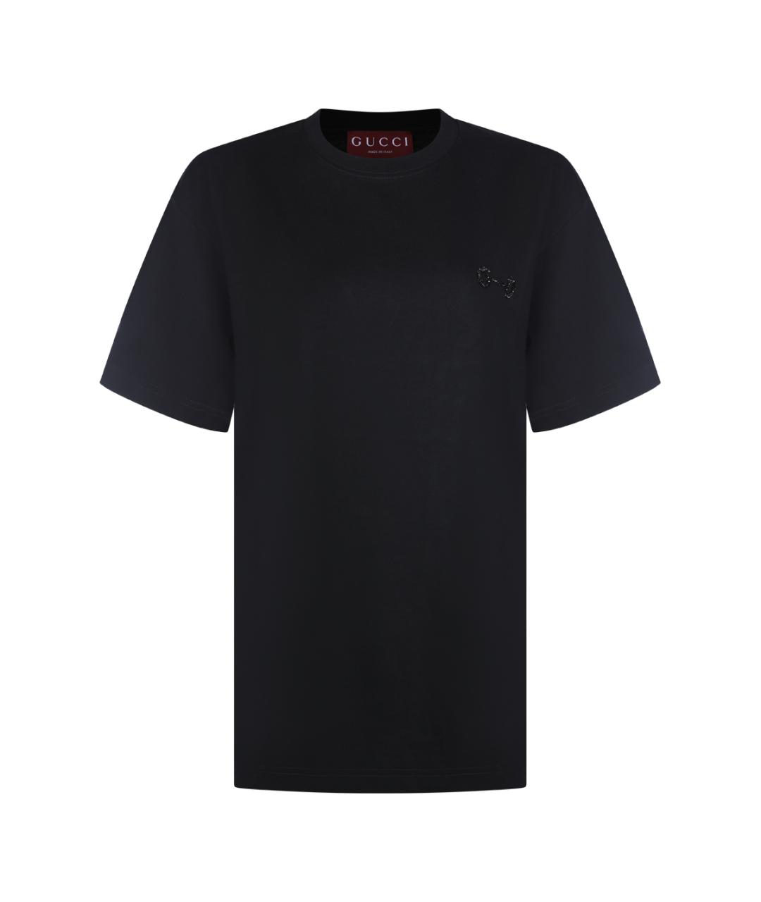 GUCCI Черная хлопковая футболка, фото 1