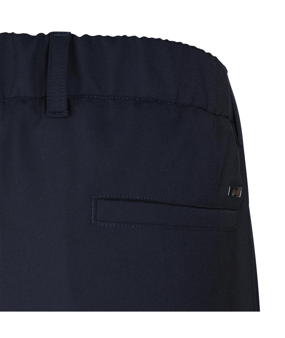 HERNO Темно-синие полиэстеровые повседневные брюки, фото 4