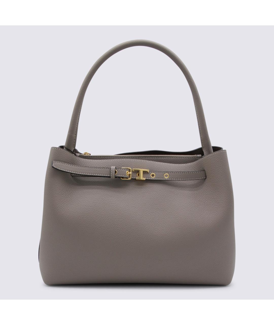 TOD'S Серая кожаная сумка тоут, фото 2