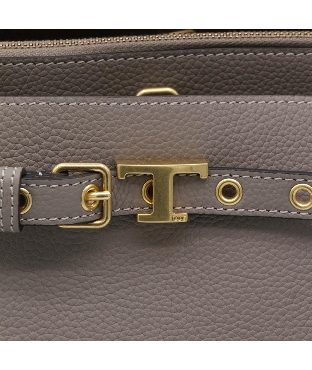 TOD'S Серая кожаная сумка тоут, фото 5