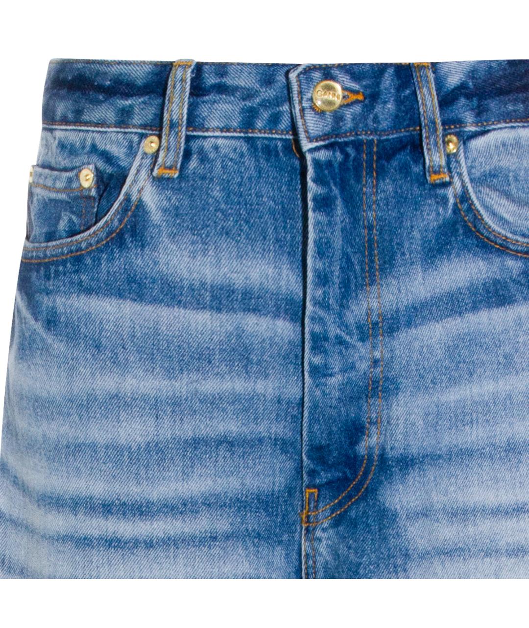 GANNI Синие хлопковые прямые джинсы, фото 3