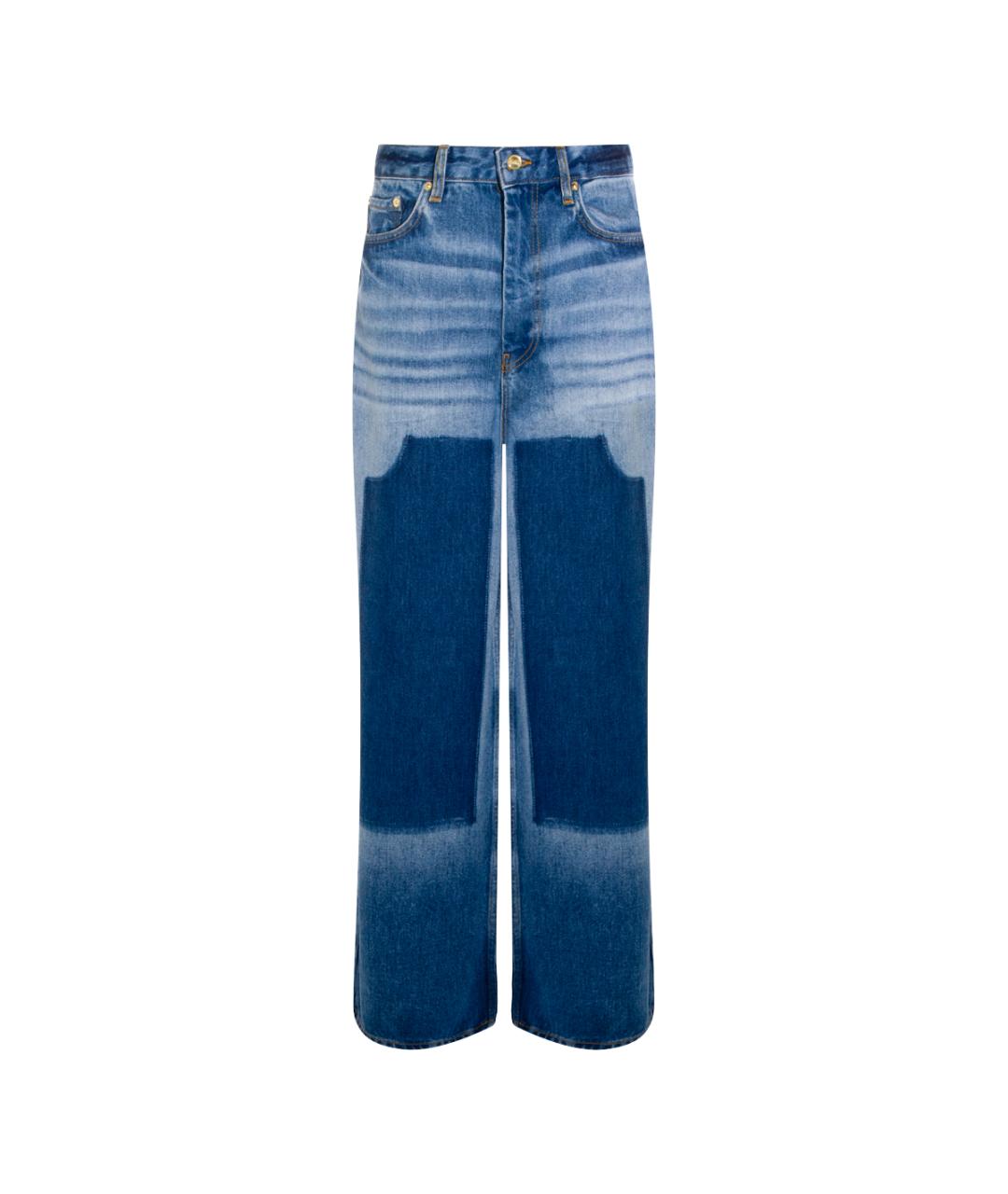 GANNI Синие хлопковые прямые джинсы, фото 1