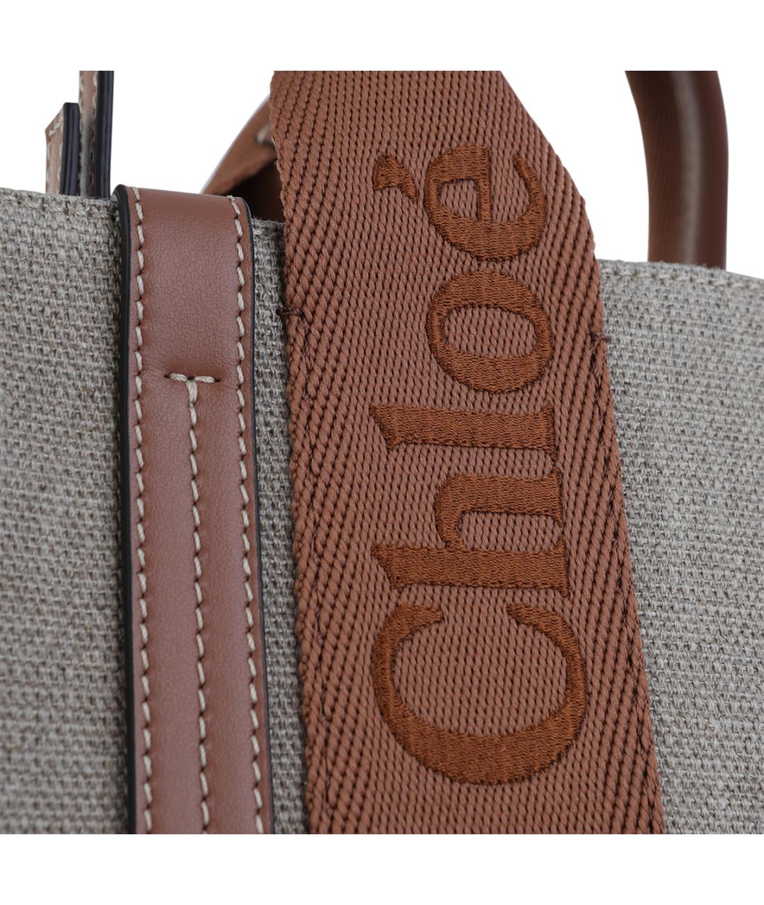 CHLOE Серая тканевая сумка тоут, фото 4