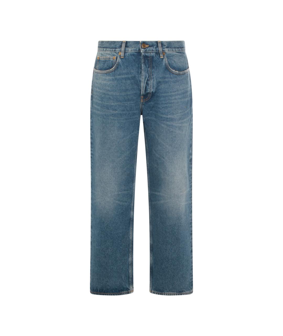 GOLDEN GOOSE DELUXE BRAND Синие хлопковые прямые джинсы, фото 1