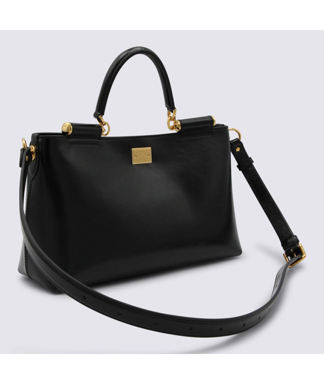 DOLCE&GABBANA Черная кожаная сумка тоут, фото 3