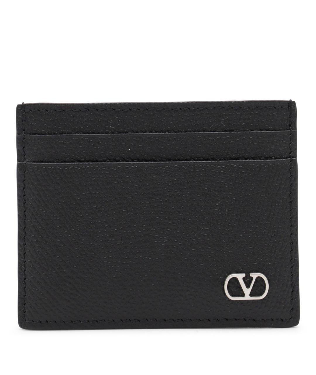 VALENTINO Черный кожаный кардхолдер, фото 1