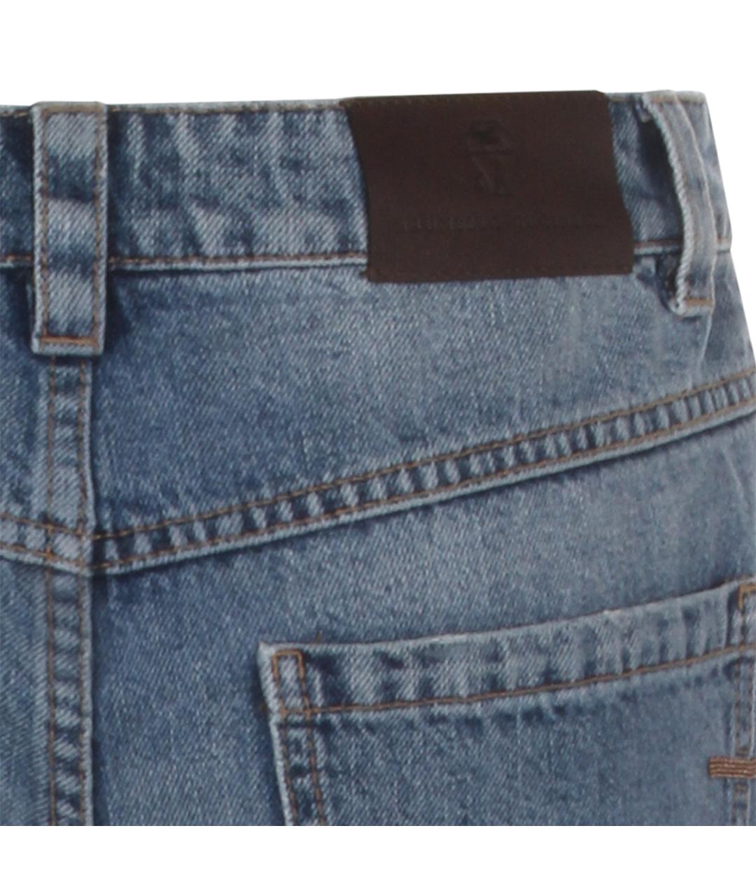 BRUNELLO CUCINELLI Синие хлопковые прямые джинсы, фото 4