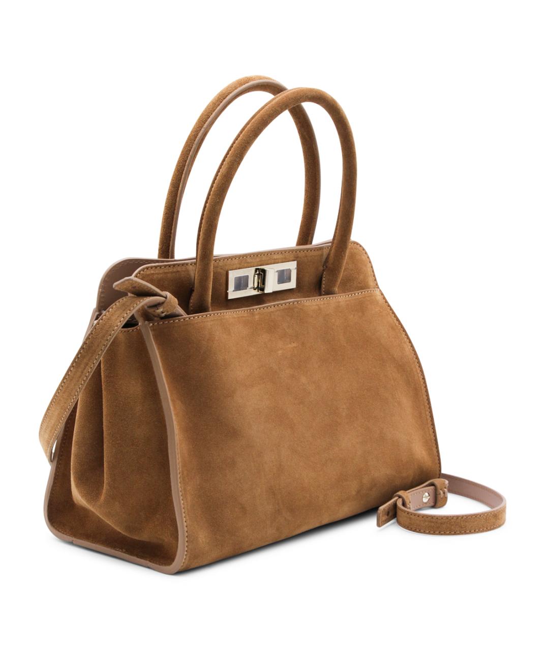 FABIANA FILIPPI Коричневая замшевая сумка через плечо, фото 2