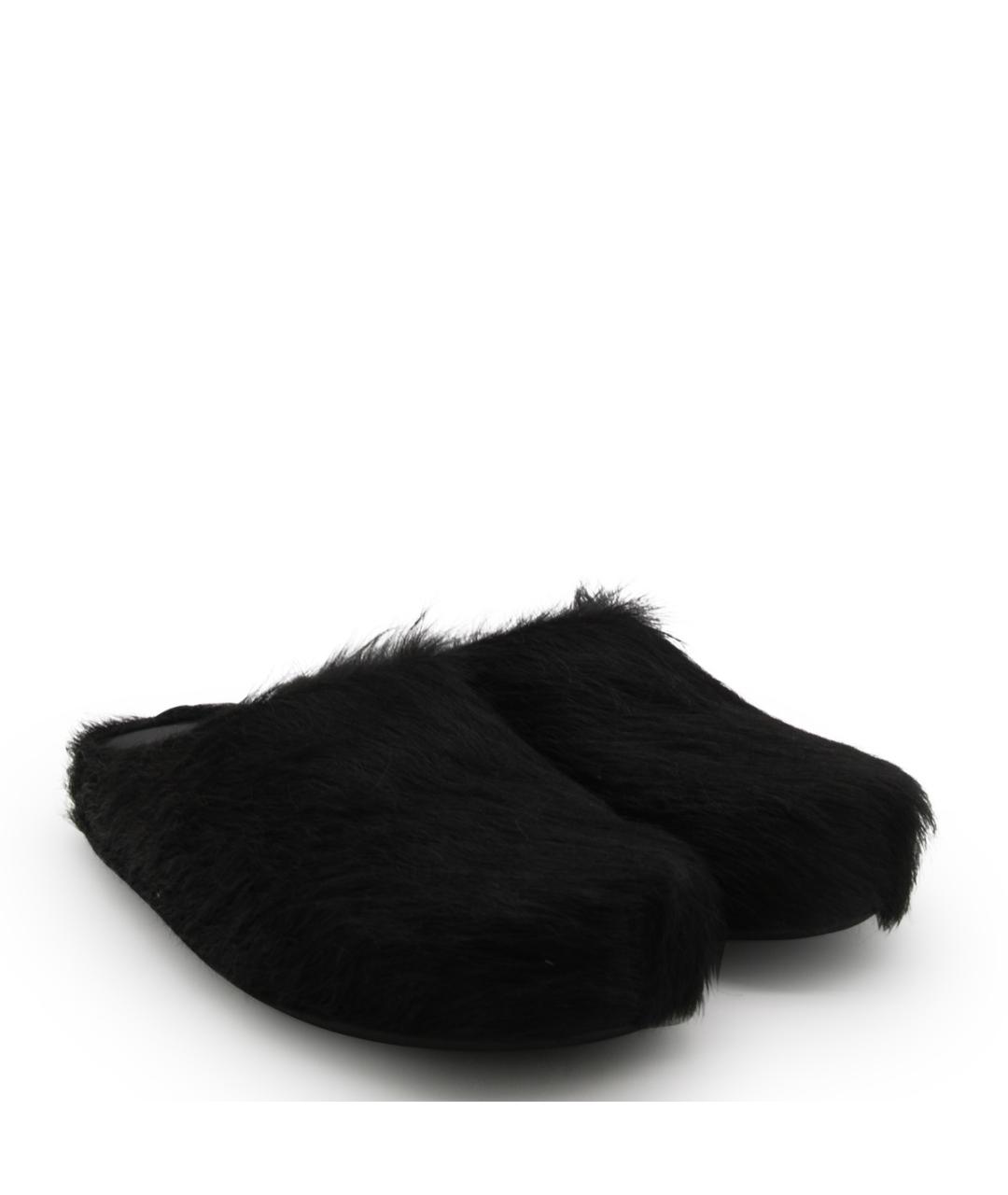 MARNI Черные кожаные шлепанцы, фото 2