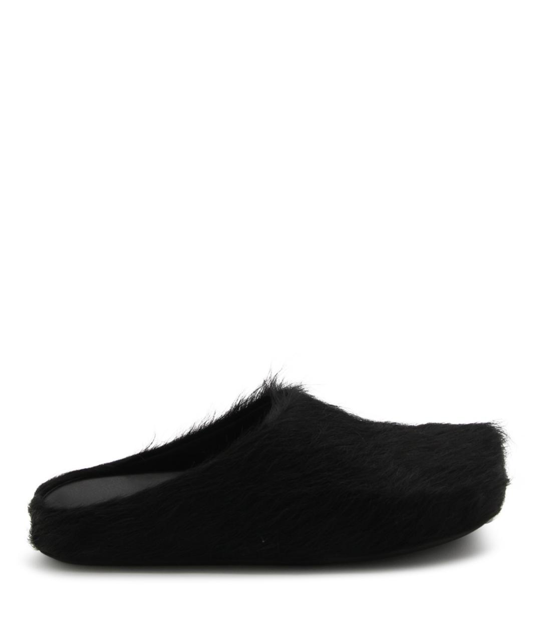 MARNI Черные кожаные шлепанцы, фото 1