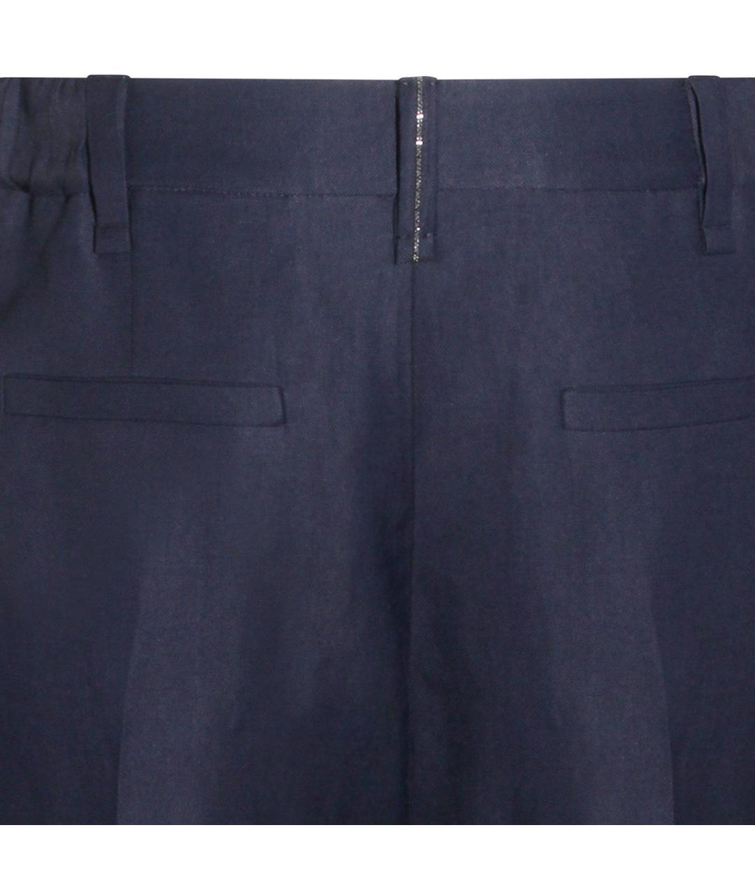 BRUNELLO CUCINELLI Синие вискозные прямые брюки, фото 5
