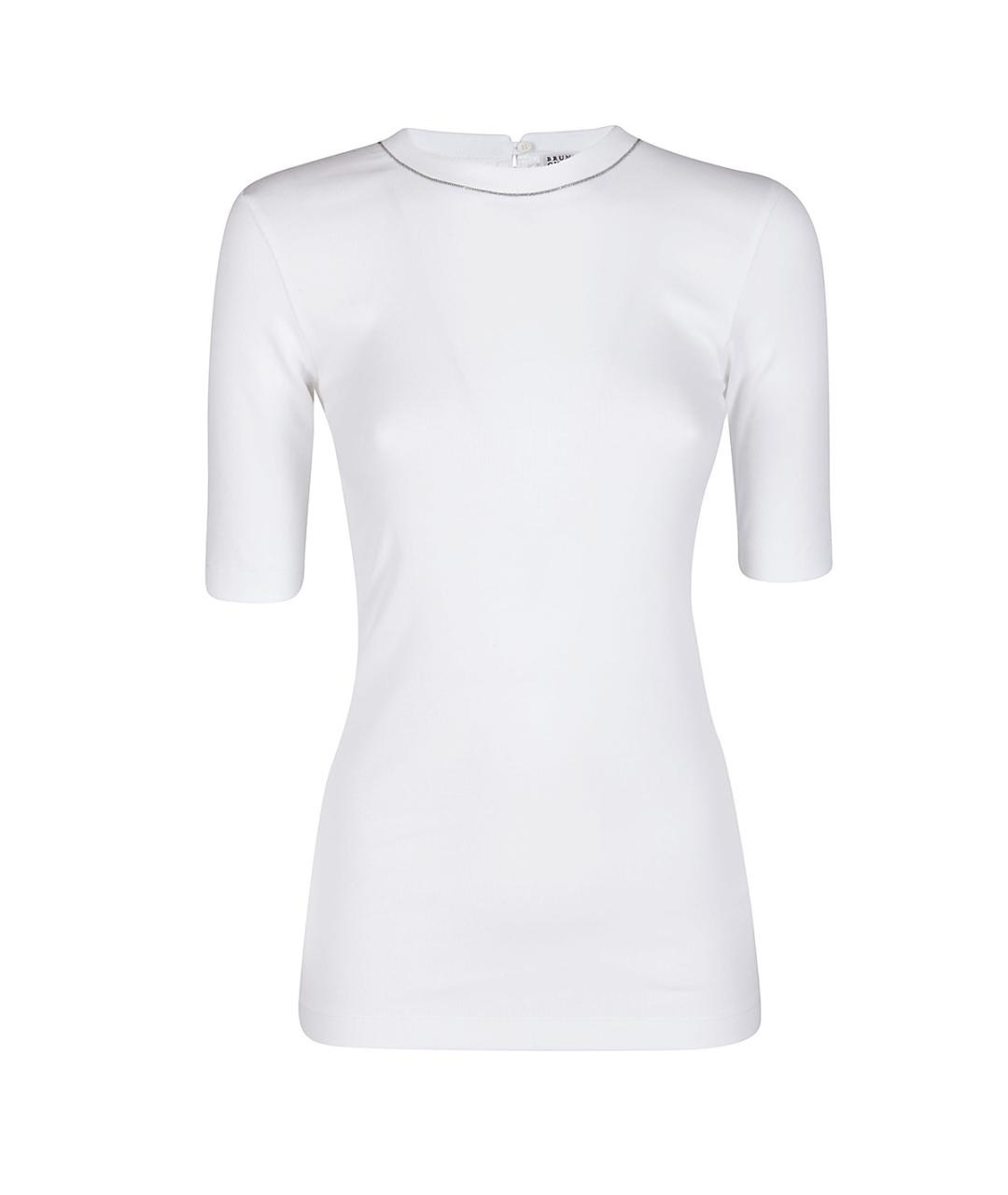 BRUNELLO CUCINELLI Белый хлопко-эластановый джемпер / свитер, фото 1