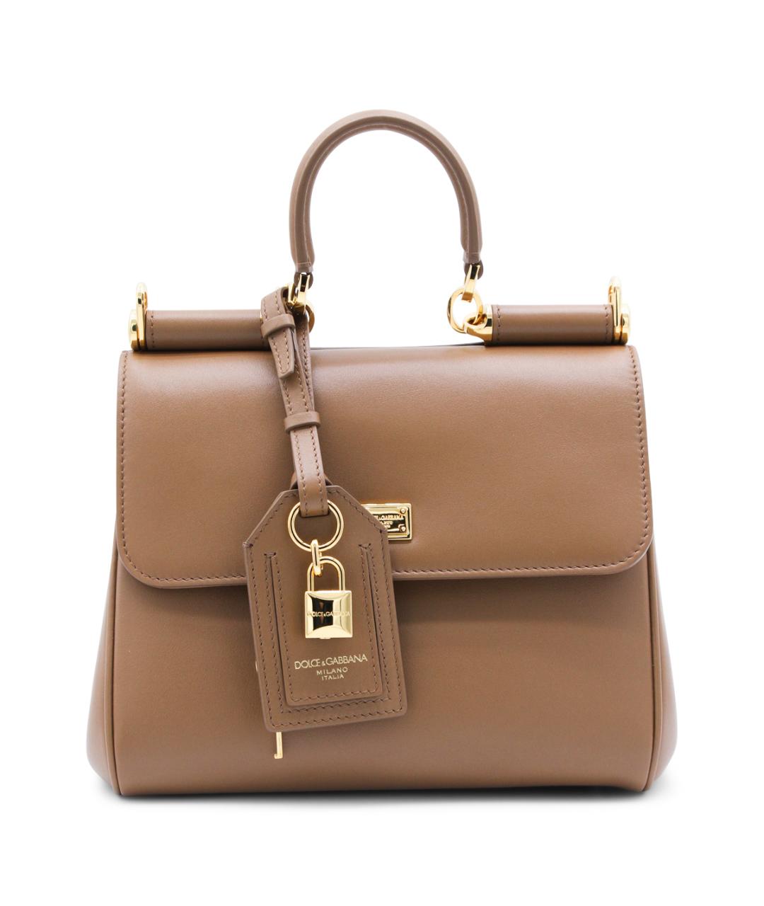 DOLCE&GABBANA Коричневая кожаная сумка тоут, фото 1