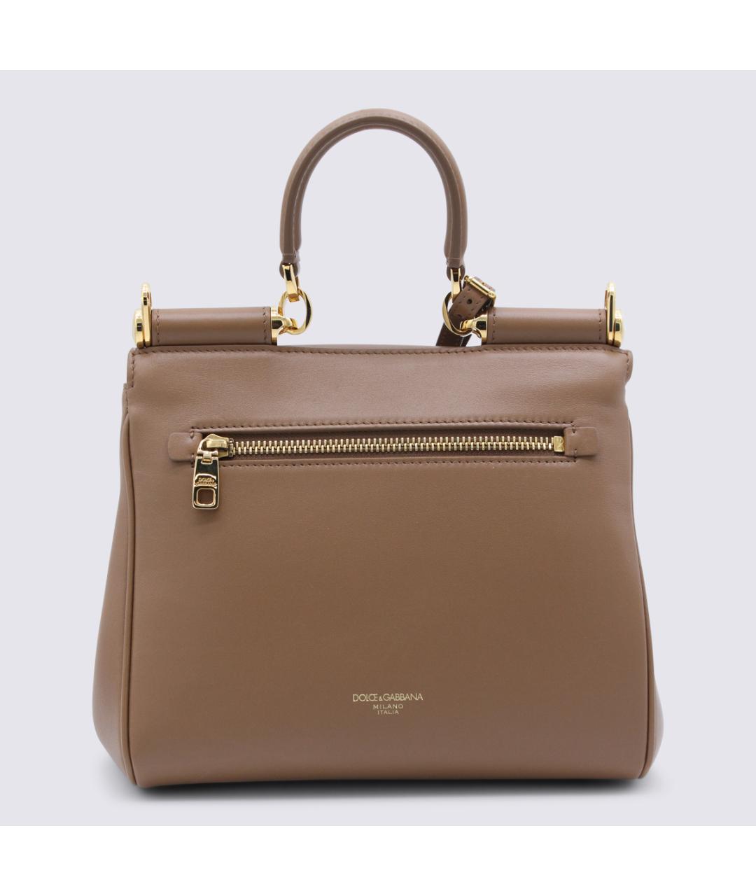 DOLCE&GABBANA Коричневая кожаная сумка тоут, фото 4