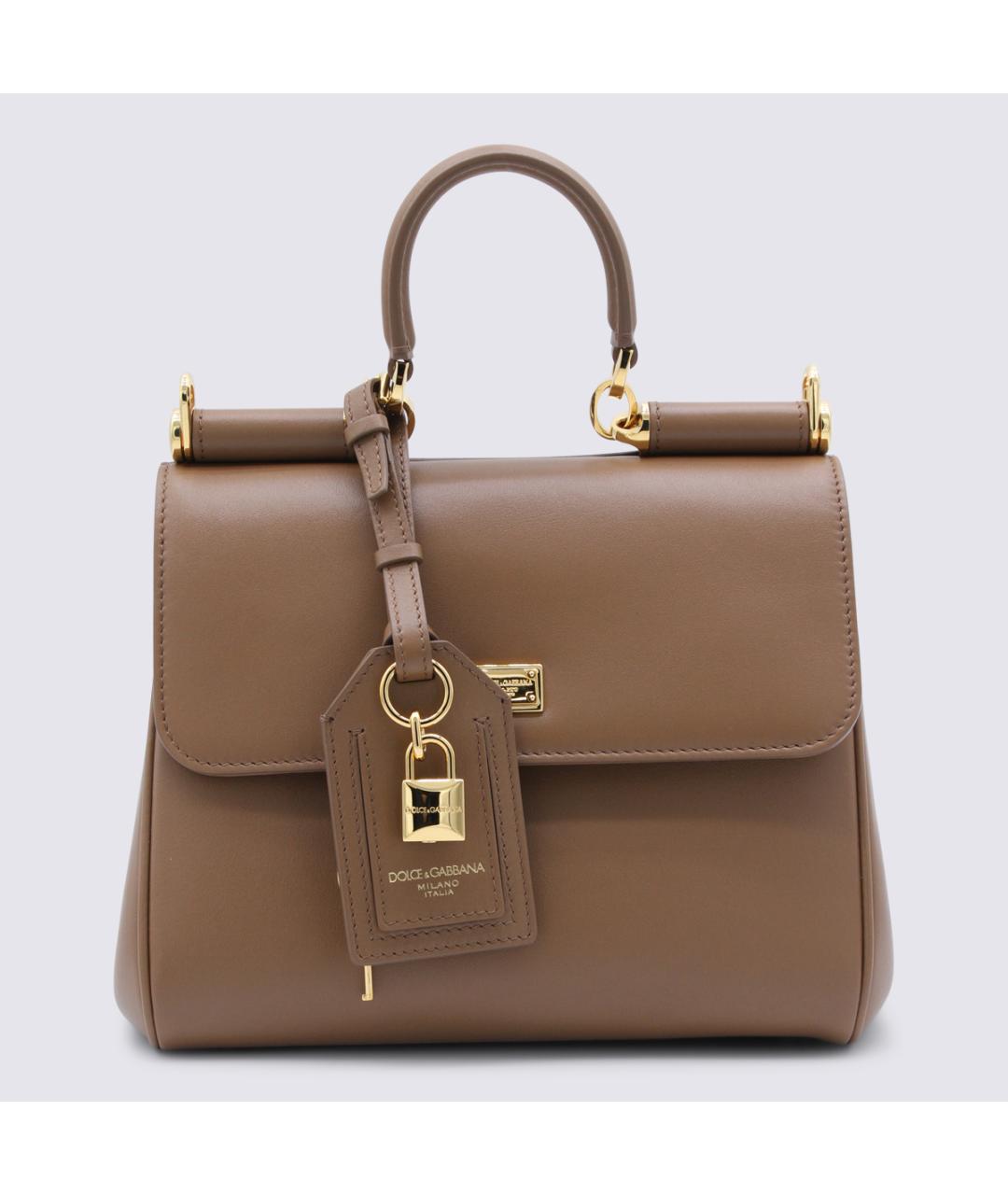 DOLCE&GABBANA Коричневая кожаная сумка тоут, фото 2