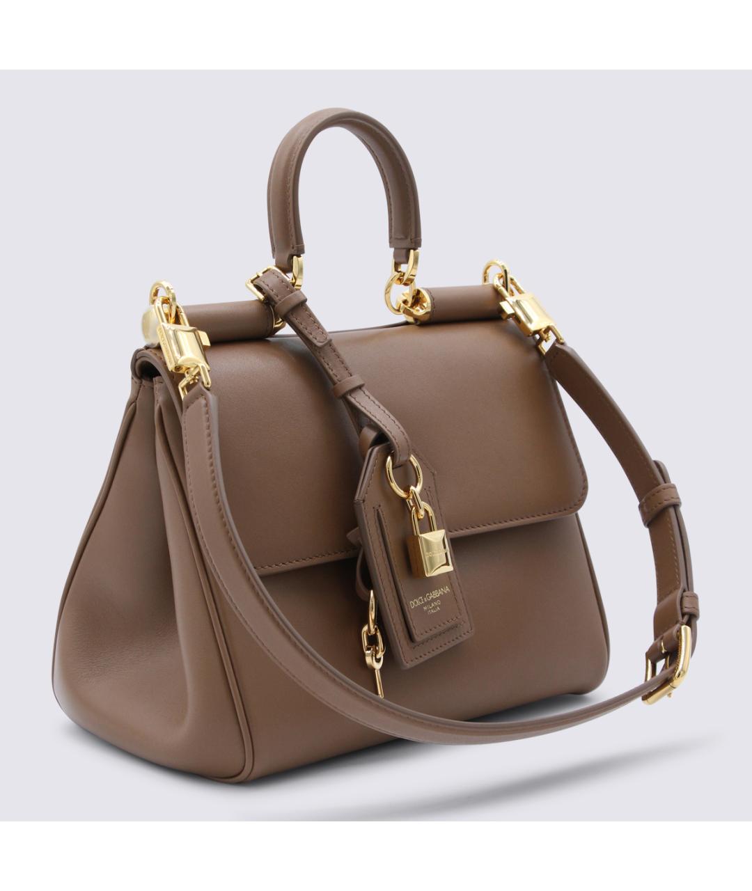 DOLCE&GABBANA Коричневая кожаная сумка тоут, фото 3